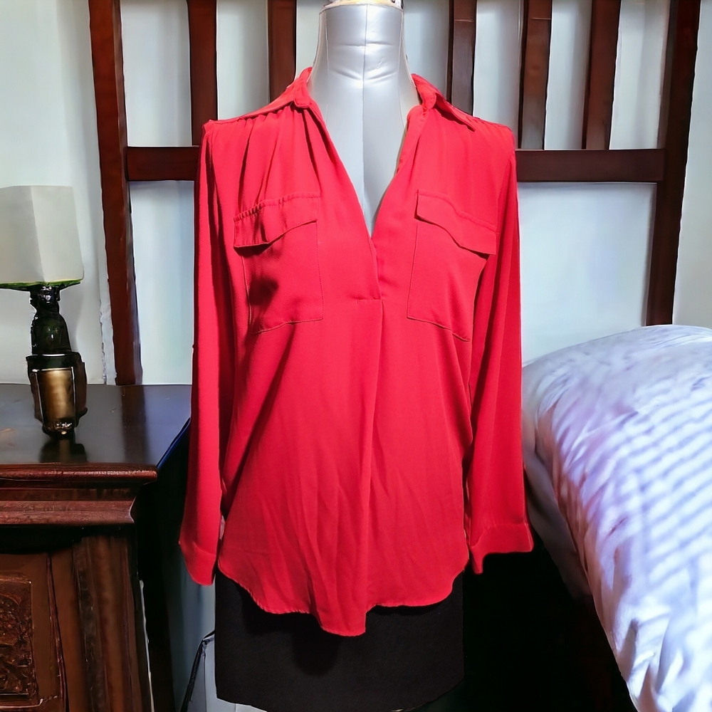 ANN TAYLOR | ✨ ♥️ True Red Long Sleeve Blouse | NWOT ✨ size S